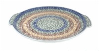Blue Rose Polish Pottery Athena Round Serving Tray with Handles