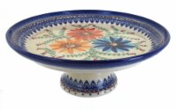 Blue Rose Polish Pottery Autumn Burst Cake Plate