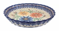 Blue Rose Polish Pottery Autumn Burst Pie Plate Perspective: Main