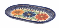 Blue Rose Polish Pottery Autumn Burst Small Oval Dish