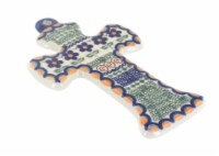 Blue Rose Polish Pottery Aztec Flower Cross