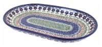 Blue Rose Polish Pottery Aztec Flower Large Oval Dish