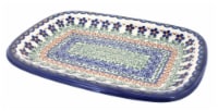 Blue Rose Polish Pottery Aztec Flower Medium Rectangular Serving Platter