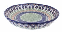 Blue Rose Polish Pottery Aztec Flower Pie Plate
