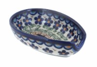 Blue Rose Polish Pottery Aztec Flower Spoon Rest