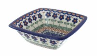 Blue Rose Polish Pottery Aztec Flower Square Serving Dish