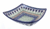 Blue Rose Polish Pottery Aztec Flower Square Serving Dish