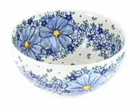 Blue Rose Polish Pottery Blue Starflower Cereal/Soup Bowl