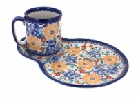 Blue Rose Polish Pottery Butterfly Breakfast Plate with Mug