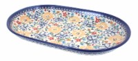 Blue Rose Polish Pottery Butterfly Large Oval Dish