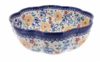 Blue Rose Polish Pottery Butterfly Large Scallop Bowl