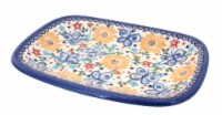 Blue Rose Polish Pottery Butterfly Small Rectangular Serving Platter