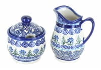 Blue Rose Polish Pottery Charleston Cream & Sugar Set