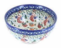 Blue Rose Polish Pottery Christmas Bounty Cereal/Soup Bowl
