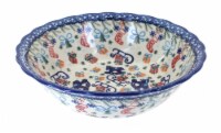 Blue Rose Polish Pottery Christmas Bounty Large Serving Bowl