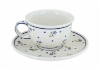 Blue Rose Polish Pottery Country Meadow Cup & Saucer