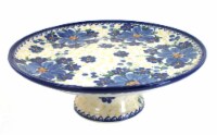 Blue Rose Polish Pottery Daisy Surprise Cake Plate