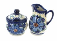 Blue Rose Polish Pottery Daisy Surprise Cream & Sugar Set