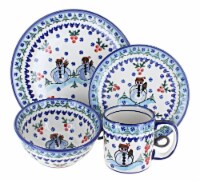 Blue Rose Polish Pottery Frosty Duo 16 Piece Dinner Set