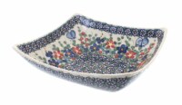 Blue Rose Polish Pottery Garden Butterfly Square Serving Dish