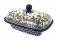 Blue Rose Polish Pottery Garden of Eden Butter Tub