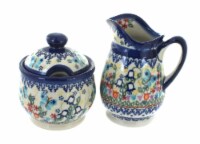 Blue Rose Polish Pottery Garden of Eden Cream & Sugar Set