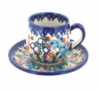 Blue Rose Polish Pottery Garden of Eden Espresso Cup & Saucer