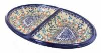 Blue Rose Polish Pottery Garden of Eden Large Divided Dish