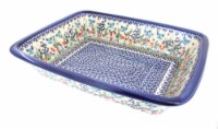 Blue Rose Polish Pottery Garden of Eden Lasagna Dish