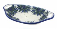 Blue Rose Polish Pottery Hyacinth Oval Dish with Handles