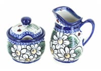 Blue Rose Polish Pottery Ladybug Cream & Sugar Set