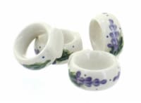 Blue Rose Polish Pottery Lavender Fields Napkin Ring Set