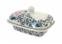 Blue Rose Polish Pottery Lilac Garden Butter Tub