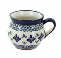 Blue Rose Polish Pottery Mosaic Flower Medium Bell Shape Mug