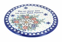 Blue Rose Polish Pottery Never Too Much Polish Pottery Trivet