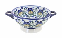 Blue Rose Polish Pottery Pansies Colander