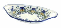 Blue Rose Polish Pottery Pansies Oval Dish with Handles