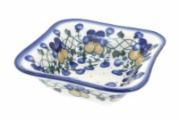 Blue Rose Polish Pottery Pansies Square Bowl