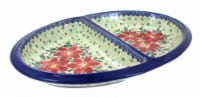 Blue Rose Polish Pottery Poinsettia Large Divided Dish