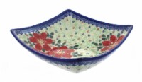 Blue Rose Polish Pottery Pointsettia Square Serving Dish