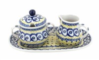Blue Rose Polish Pottery Saffron Small Cream & Sugar Set with Tray