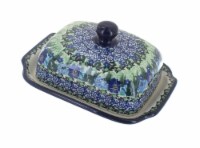 Blue Rose Polish Pottery Sapphire Fields Butter Dish