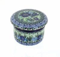 Blue Rose Polish Pottery Sapphire Fields French Butter Dish
