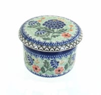Blue Rose Polish Pottery Sofia French Butter Dish