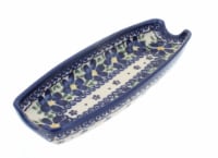 Blue Rose Polish Pottery Spring Blossom Corn on the Cob Dish