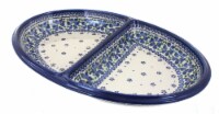Blue Rose Polish Pottery Spring Blossom Large Divided Dish