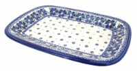 Blue Rose Polish Pottery Spring Blossom Large Rectangular Serving Platter