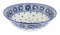 Blue Rose Polish Pottery Spring Blossom Large Serving Bowl