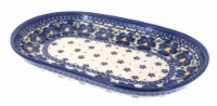 Blue Rose Polish Pottery Spring Blossom Medium Oval Dish