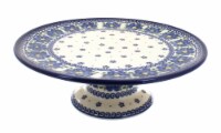 Blue Rose Polish Pottery Spring Blossom Cake Plate